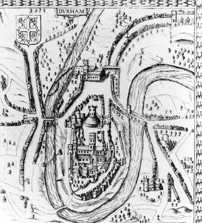 Mappa della città di Durham, c.1662 da John Speed